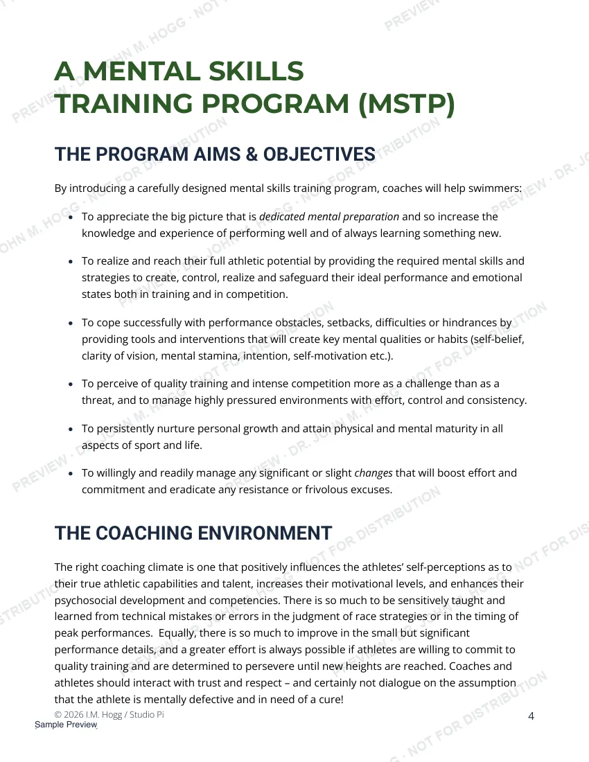 Sample page: Part 1 · the Mental Skills Training Program