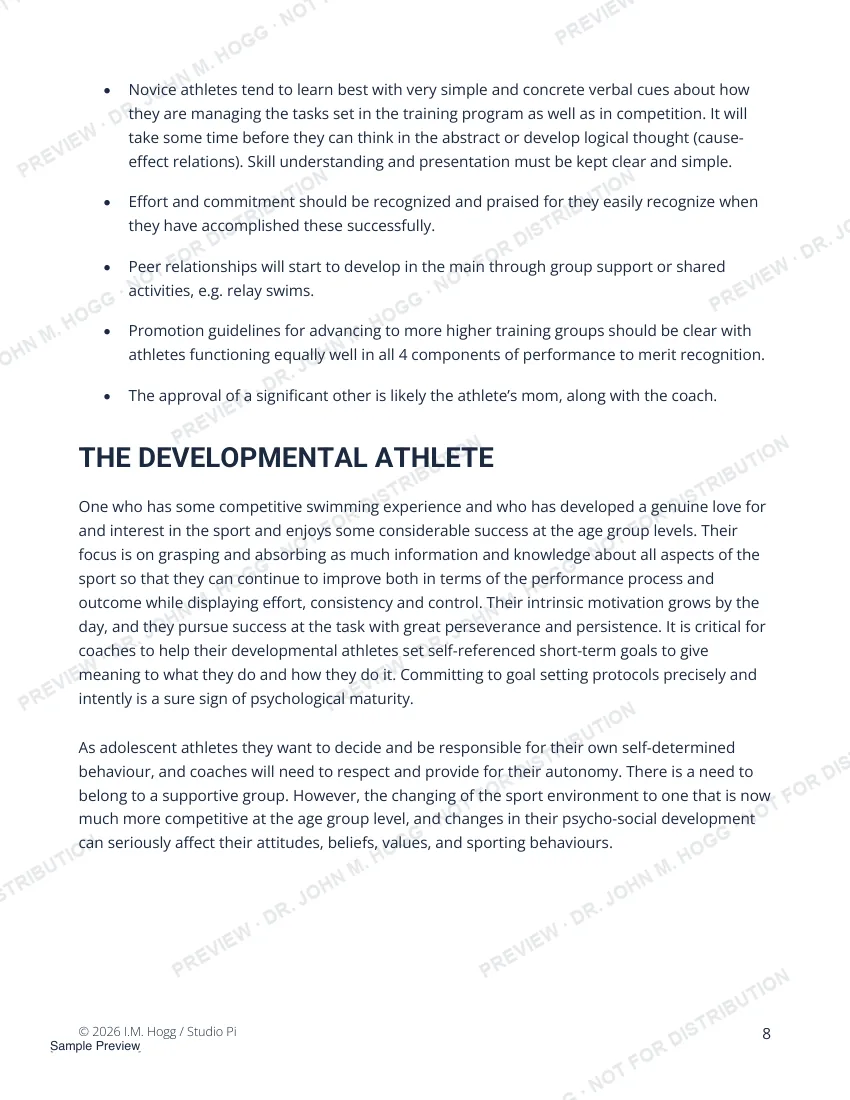 Sample page: Part 1 · coaching the developmental athlete