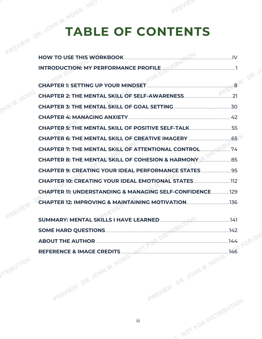 Sample page: Table of contents